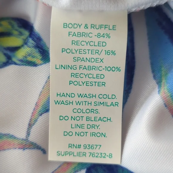 Oasis Ruffle Tropical Floral One Piece Swimsuit XXL Blue White - Picture 3 of 16